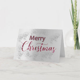 Tarjeta Nieve plateada y Navidad con brillo
