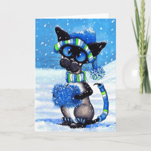 Tarjeta Nieve siamesa