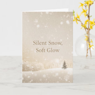 Tarjeta Nieve Silenciosa, Resplandor Suave; Navidad Minima