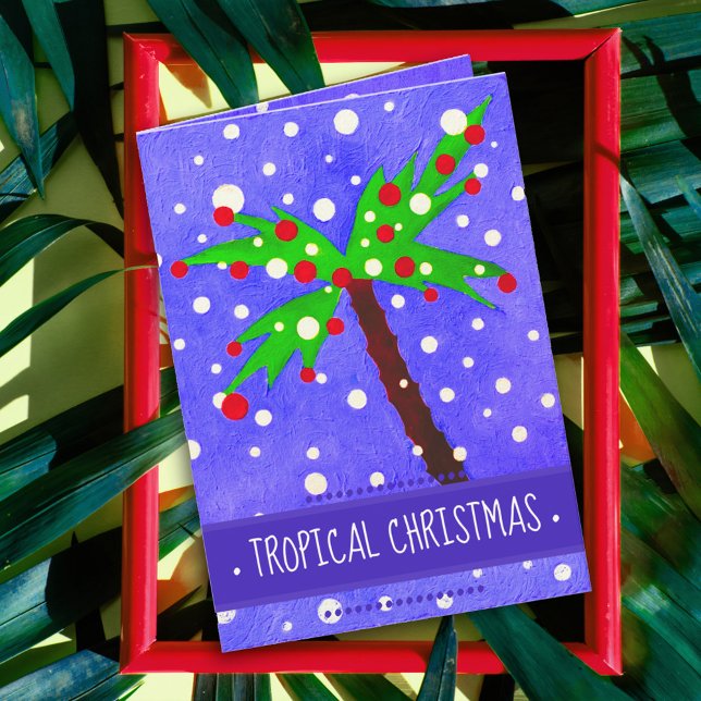 Tarjeta Nieve tropical de árbol de Navidad puntos Feliz Na (Subido por el creador)