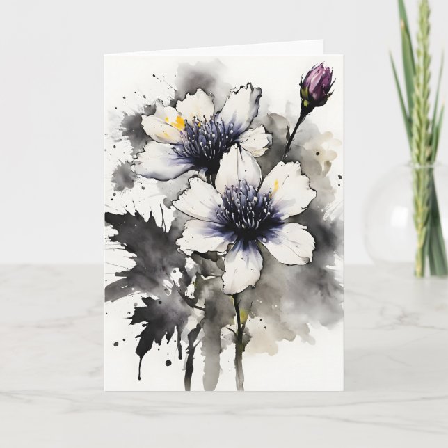 Tarjeta Nigella - Flores acuarela (Anverso)