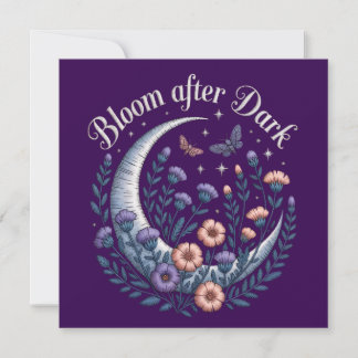 Tarjeta Night Garden Faux Embroidered Moon with Moths