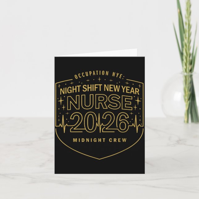 Tarjeta Night Shift New Year Nurse 2026 Midnight Crew Badg (Anverso)