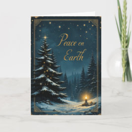 Tarjeta Night Sky Christmas Tree Peace on Earth Elegant 