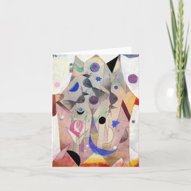 Tarjeta Nightingales persas de Paul Klee, arte abstracto (Anverso)