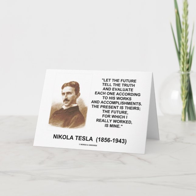 Tarjeta Nikola Tesla dejó el futuro decir la cita de la (Anverso)