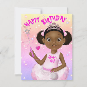 Tarjeta Niña Afroamericana Hada Princesa Bailarina
