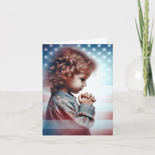 Tarjeta Niña Americana Rezando (Anverso)