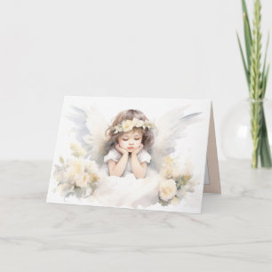 Tarjeta Niña ángel acuarela 