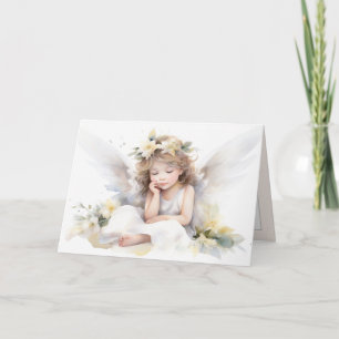 Tarjeta Niña ángel acuarela 