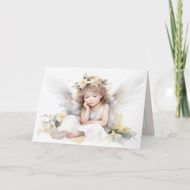 Tarjeta Niña ángel acuarela (Anverso)