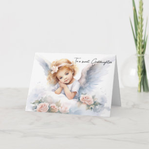 Tarjeta Niña ángel acuarela para el cumpleaños de la ahija