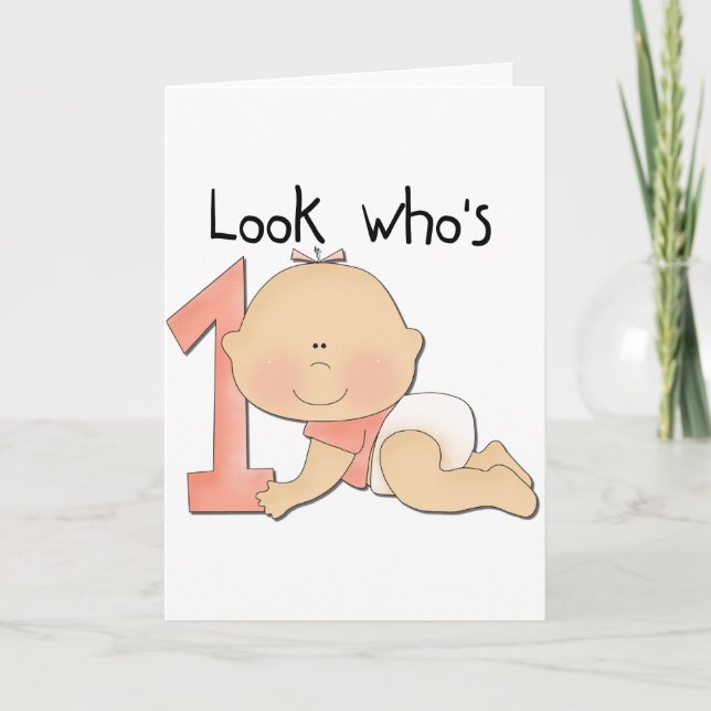 Tarjeta Niña Blanca Primera Camisas de Cumpleaños y Regalo (Anverso)