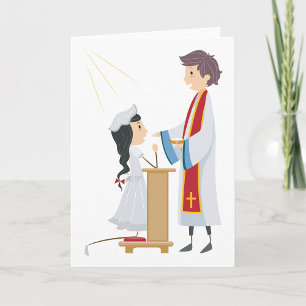 Tarjeta Niña católica en su Primera Comunión