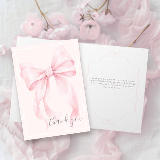 Tarjeta Niña con lazo rosa agradecimiento Baby Shower