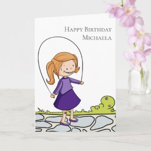 Tarjeta Niña con Salto de Cuerda Personalizado Feliz Cumpl