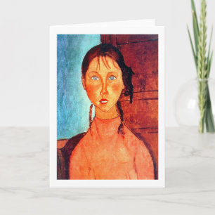 Tarjeta Niña con trenzas, Modigliani