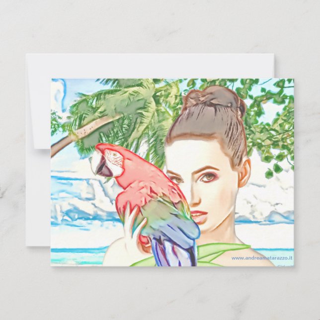 Tarjeta Niña con un loro (Anverso)