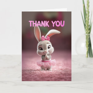 Tarjeta Niña conejita bebé linda en tutú rosa gracias