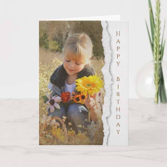 Tarjeta niña de campo con ramo de girasoles (Anverso)