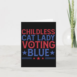 Tarjeta Niña de gato sin hijos votando azul