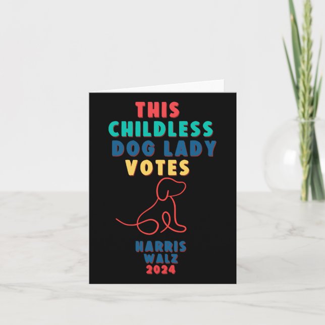 Tarjeta Niña de perro sin hijos vota por Kamala - Harris W (Anverso)