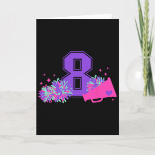 Tarjeta Niña de porristas de 8º cumpleaños niña de ocho añ