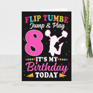Tarjeta Niña de porristas de 8 años cumpleaños 8