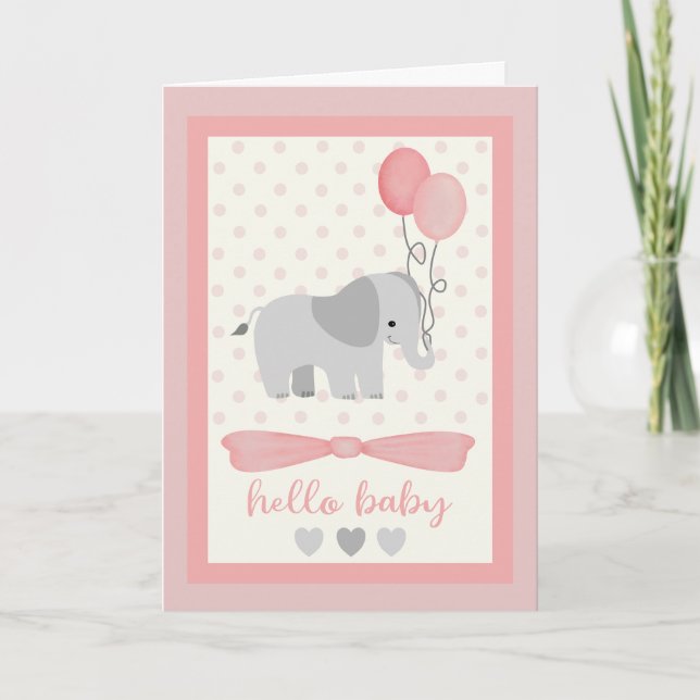 Tarjeta Niña Elefante con globos (Anverso)
