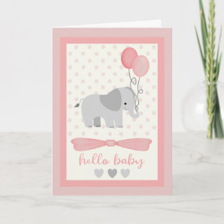 Tarjeta Niña Elefante con globos