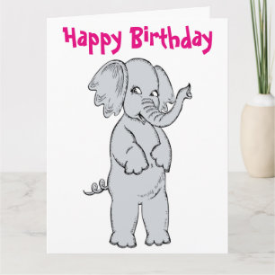 TARJETA NIÑA ELEFANTE "CUMPLEAÑOS FELIZ"