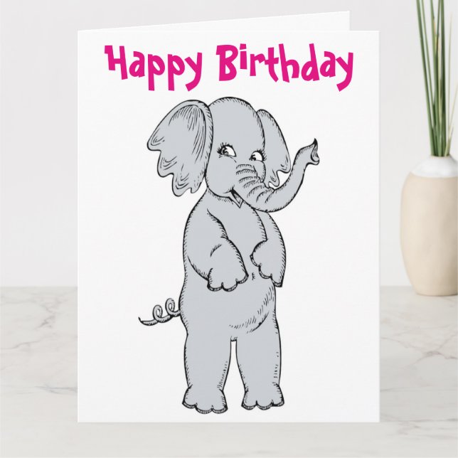 TARJETA NIÑA ELEFANTE "CUMPLEAÑOS FELIZ" (Anverso)