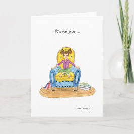 Tarjeta Niña en silla azul te echa de menos