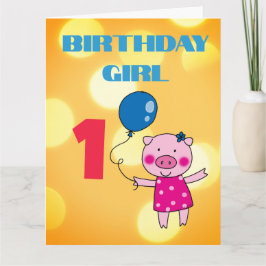 Tarjeta Niña en su Cumpleaños Personalizado con Cerdo