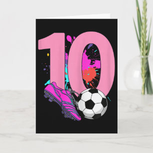Tarjeta Niña Jugadora de Fútbol en su Cumpleaños 10 Años d