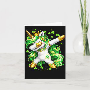 Tarjeta Niña niño día de San Patricio trébol unicornio hac