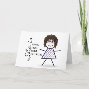 Tarjeta Niña Palo con Cabello para el Cumpleaños de Mamá