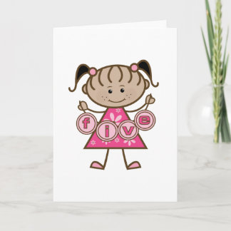 Tarjeta Niña pequeña 5 camisetas de cumpleaños y regalos