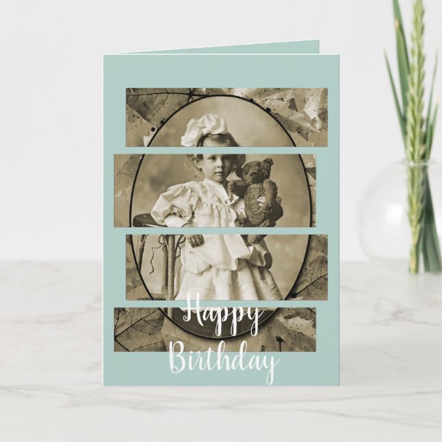 TARJETA NIÑA PEQUEÑA ADORABLE CON OSO DE TEDDY DOLL 1900 (Anverso)