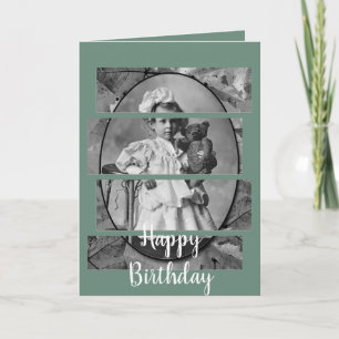 TARJETA NIÑA PEQUEÑA ADORABLE CON OSO DE TEDDY DOLL 1900