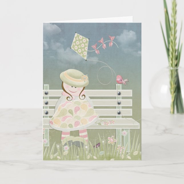 Tarjeta niña pequeña con cometa (Anverso)