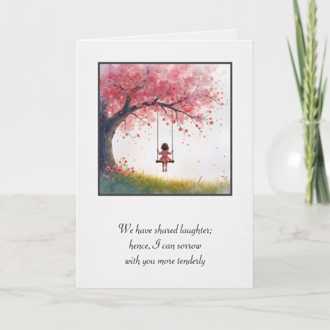 Tarjeta Niña pequeña con simpatía de la flor (Anverso)