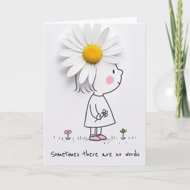 Tarjeta Niña pequeña con una margarita blanca (Anverso)