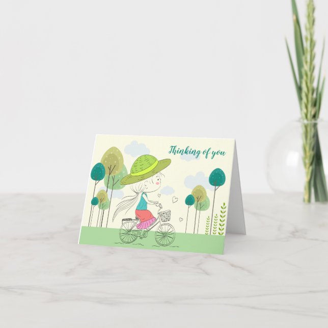 Tarjeta Niña pequeña en bicicleta Blank Notecard (4,25" x  (Anverso)