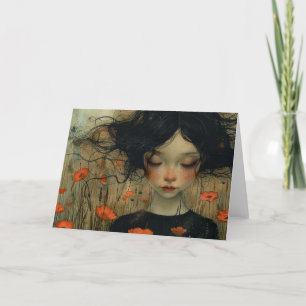 Tarjeta Niña pequeña en las flores en todas las ocasiones