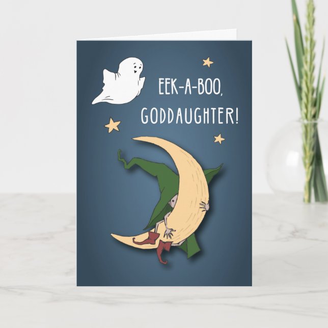 Tarjeta Niña primera bebé de Halloween mira a una puta (Anverso)