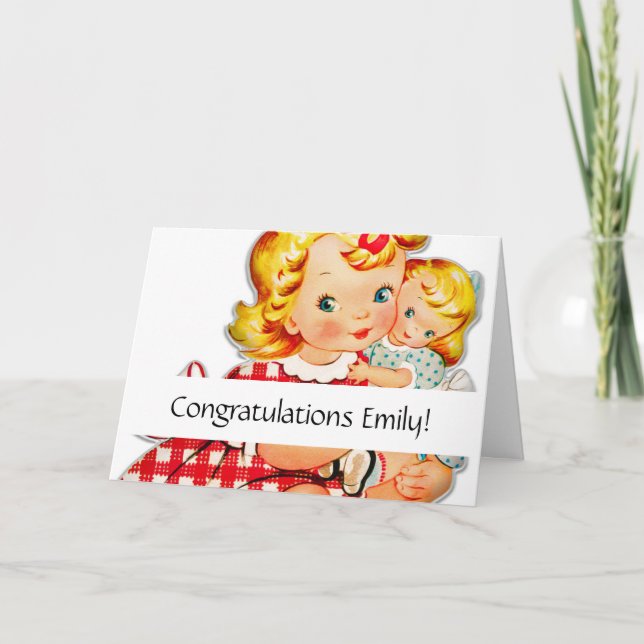 Tarjeta Niña retro vintage (Anverso)