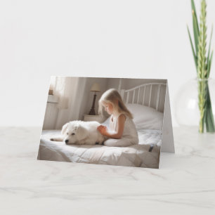Tarjeta Niña Rezando Con Perro