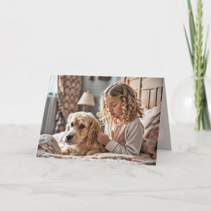Tarjeta Niña Rezando Con Perro