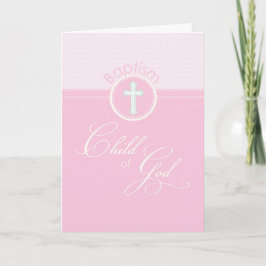 Tarjeta Niña Rosa Hija de Dios Bautizo Felicidades